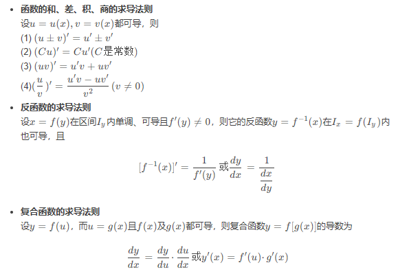 函数的求导运算法则