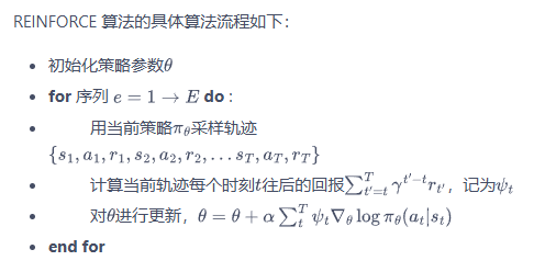 REINFORCE算法具体流程